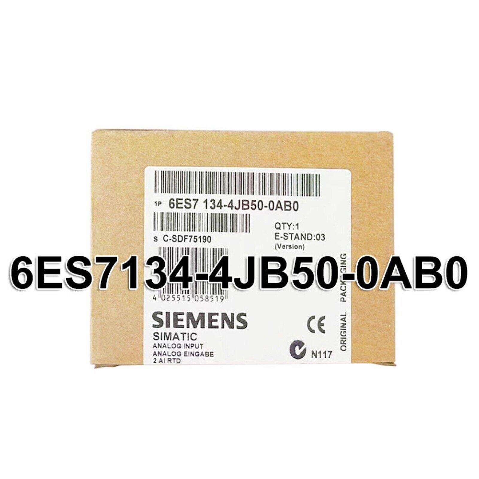 Siemens 6ES7134-4JB50-0AB0 DP Electronics Module in original packaging, industrial automation part.