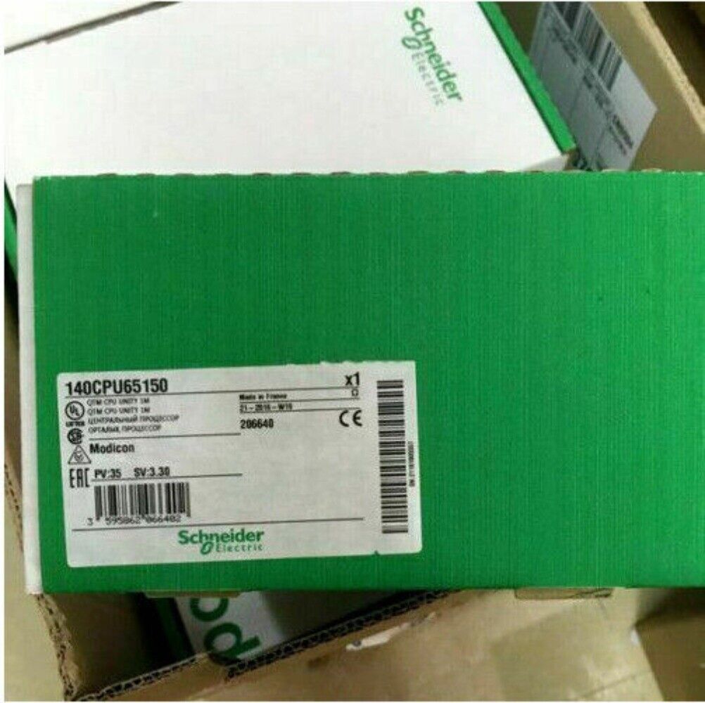 Schneider 140CPU65150 PLC Module box, industrial automation equipment, front view