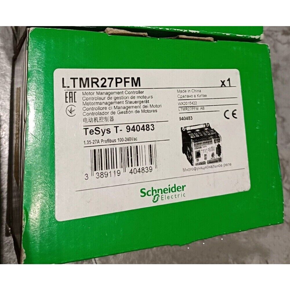Schneider LTMR27PFM motor controller, Profibus, industrial automation part, green box, TeSys T series.