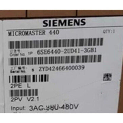 Siemens MICROMASTER 440 drive label, model 6SE6440-2UD41-3GB1, industrial automation part