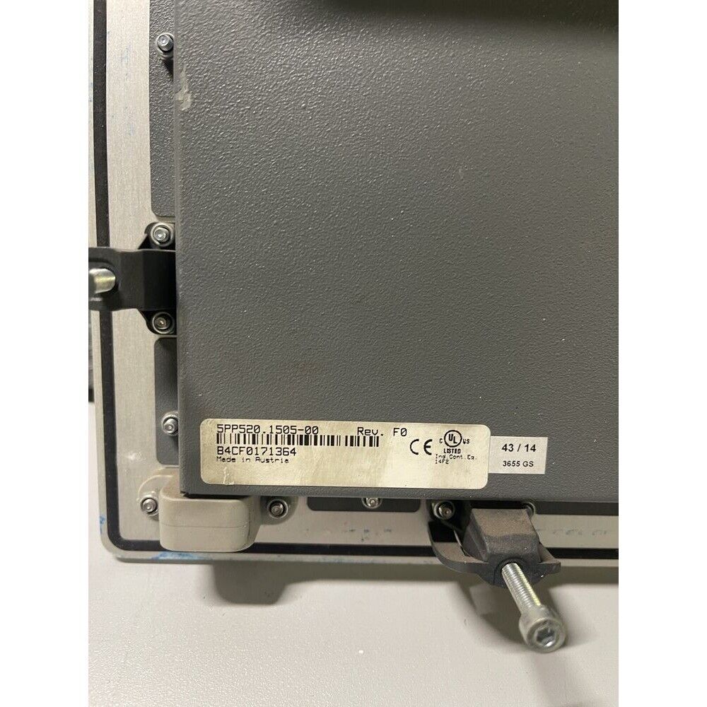B&R Power Panel 500 Touch PC rear panel detail with labels, Rev F0, Made in Austria industrial automation part