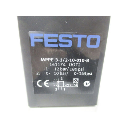 Festo MPPE-3-1/2-10-010-B Controller, industrial automation part, black housing, clear label.