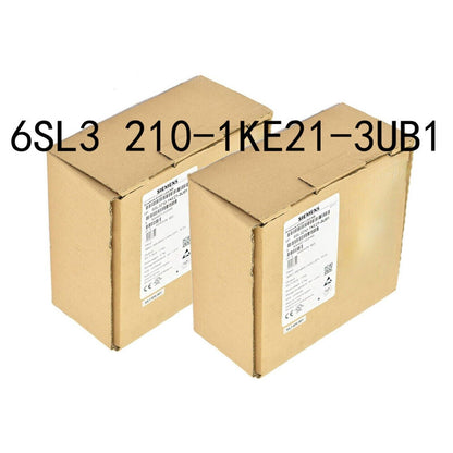 Siemens 6SL3 210-1KE21-3UB1 PLC module in packaging, industrial automation component.