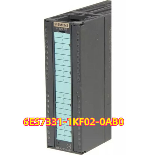 Siemens SIMATIC S7-300 analog input module 6ES7331-1KF02-0AB0, black plastic casing, blue indicator lights.
