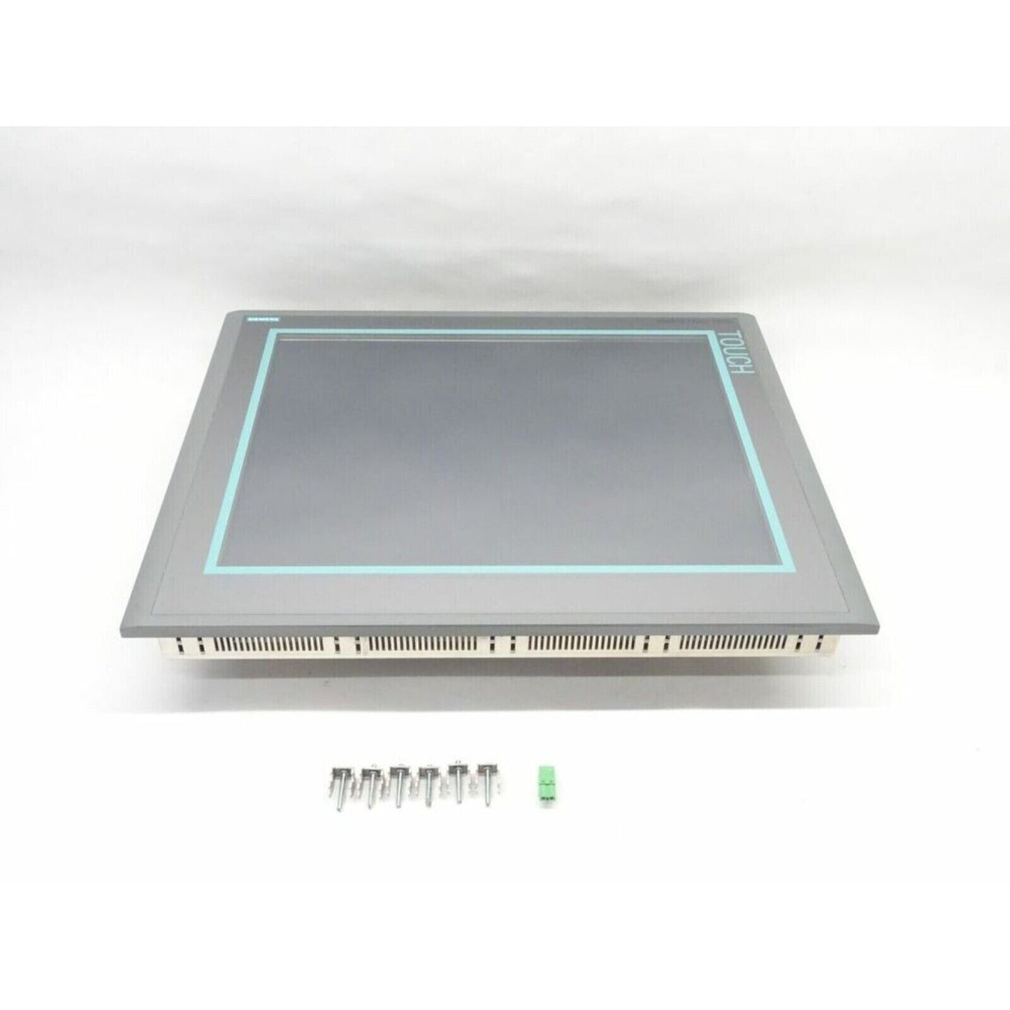 Siemens SIMATIC HMI Basic Panel, gray touch screen display with 'TOUCH' label.