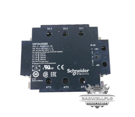 SCHNEIDER ELECTRIC SSP3A250BD 3 PHASE SSR SOLID STATE RELAY 50A