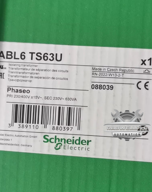 NEW Schneider ABL6TS63U 630VA DIN Rail Panel Mount Transformer