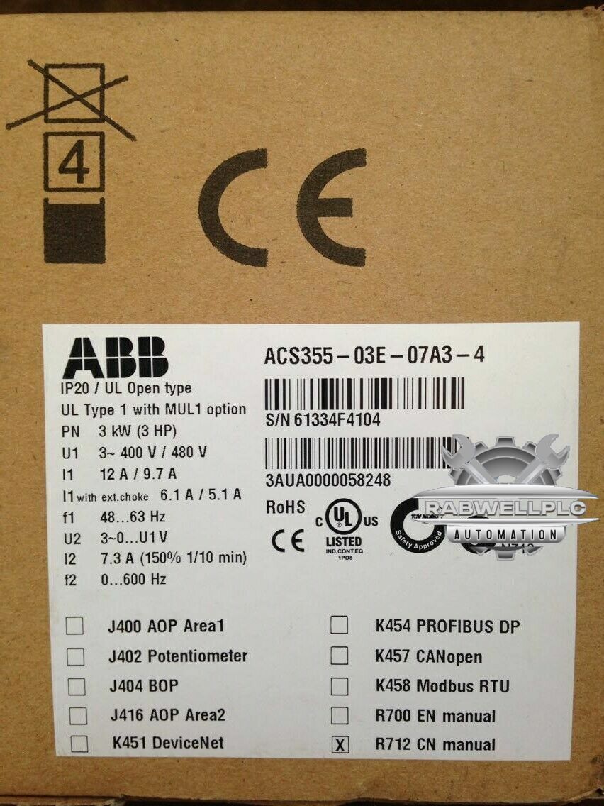 One ACS355-03E-07A3-4 Inverter3Kw New In Box Expedited Shipping #A6-10