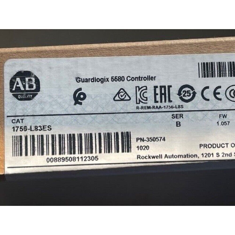 Allen-Bradley 1756-L83ES ControlLogix 5580 Controller Label, Part Number Information