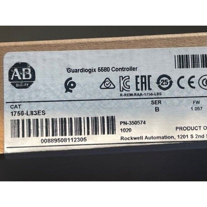 Allen-Bradley 1756-L83ES ControlLogix 5580 Controller Label, Part Number Information