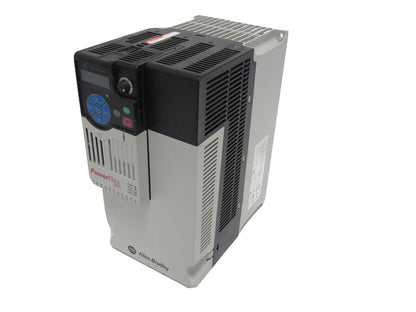 Allen-Bradley PowerFlex 523 AC Drive, gray and black with control panel, product view