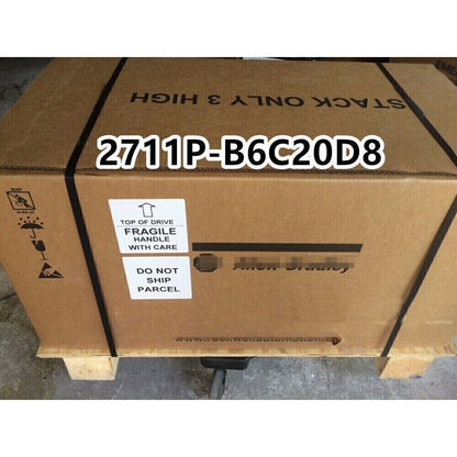 Allen-Bradley 2711P-B6C20D8 HMI panel in factory sealed box, new industrial automation part, fragile, handle with care.