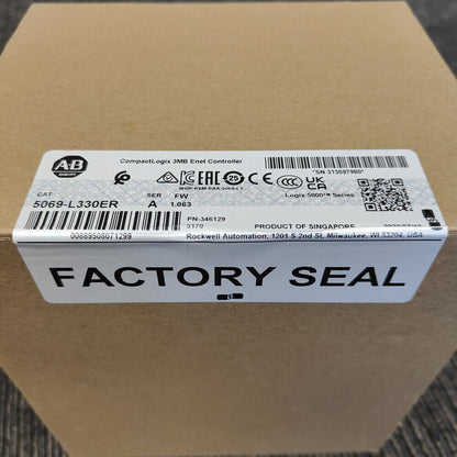 Allen-Bradley CompactLogix 5380 controller 5069-L330ER, factory sealed, product of Singapore, industrial automation part.