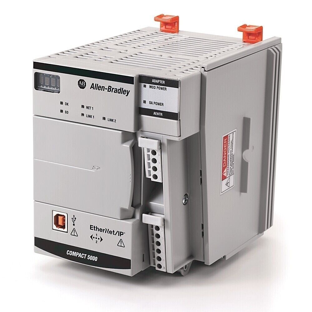 Allen-Bradley Compact 5000 EtherNet/IP Adapter. Supports up to 31 local I/O modules, dual Ethernet ports.