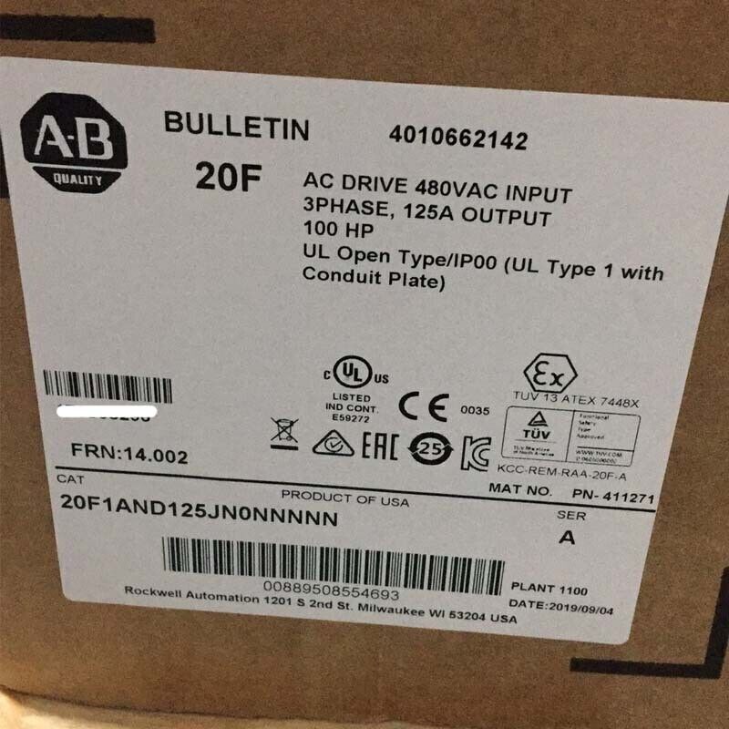 Allen-Bradley PowerFlex 753 AC Drive Label, 20F1AND125JN0NNNNN, 100 HP, 125A Output, 480VAC Input, Panel Mount