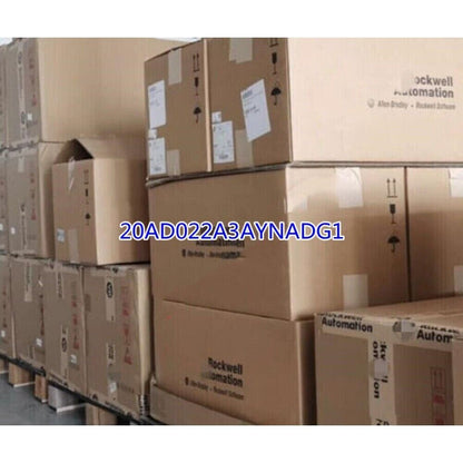 Allen-Bradley 20AD022A3AYNADG1 AC Drive boxes stacked, Rockwell Automation packaging