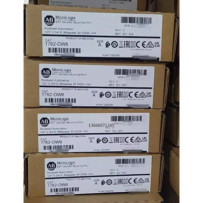 Allen-Bradley 1762-OW8 MicroLogix relay output modules stacked, industrial automation parts for sale
