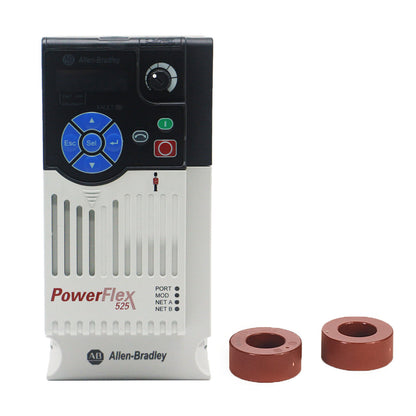 Allen-Bradley PowerFlex 525 AC Drive, EtherNet/IP, Safe Torque-Off, with brown components. Industrial Automation.