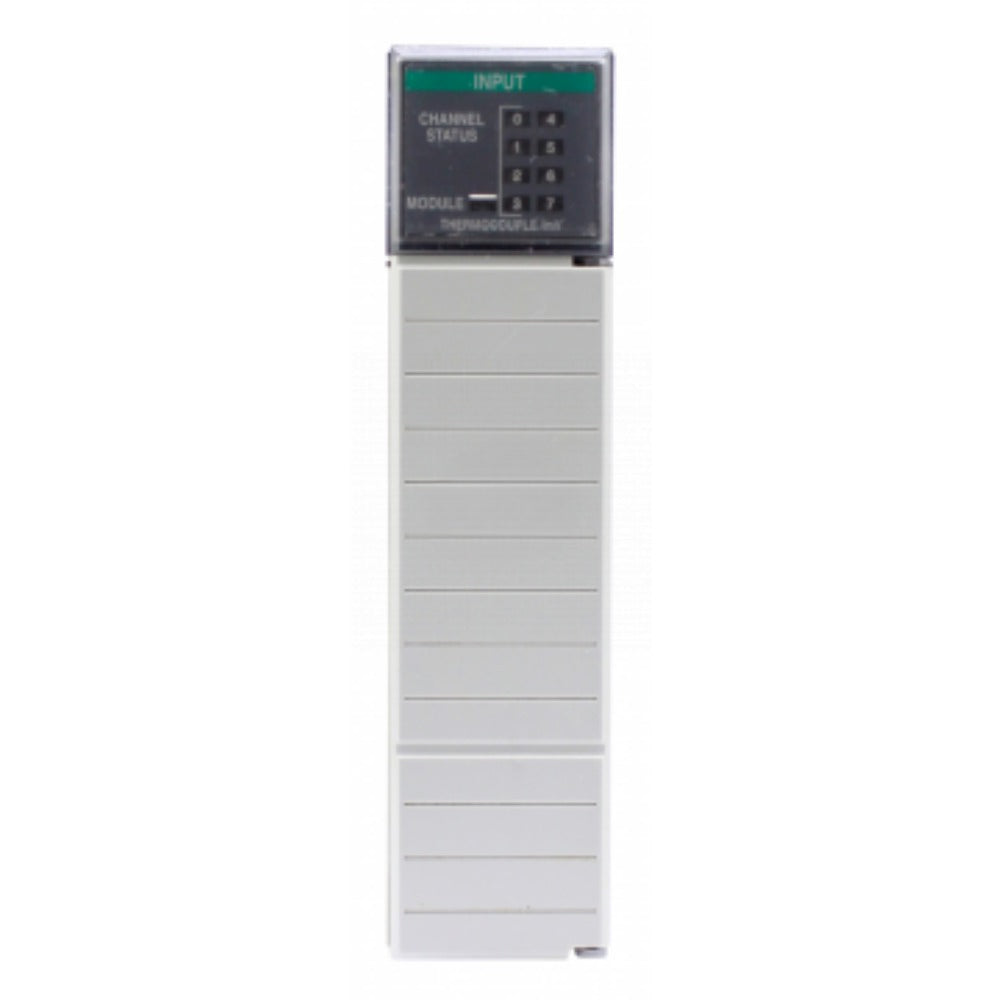 Allen-Bradley 1746-NT8 SLC 500 Thermocouple Input Module - White module with green input display, channel status indicators.