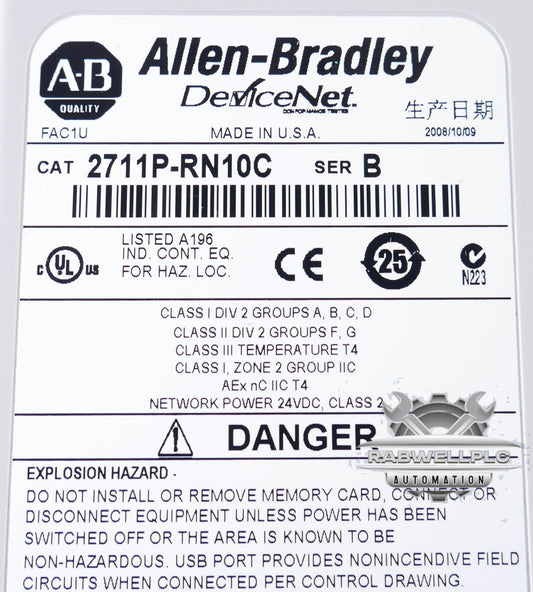 AB 2711P-RN10C B 2711PRN10C DEVICE NET