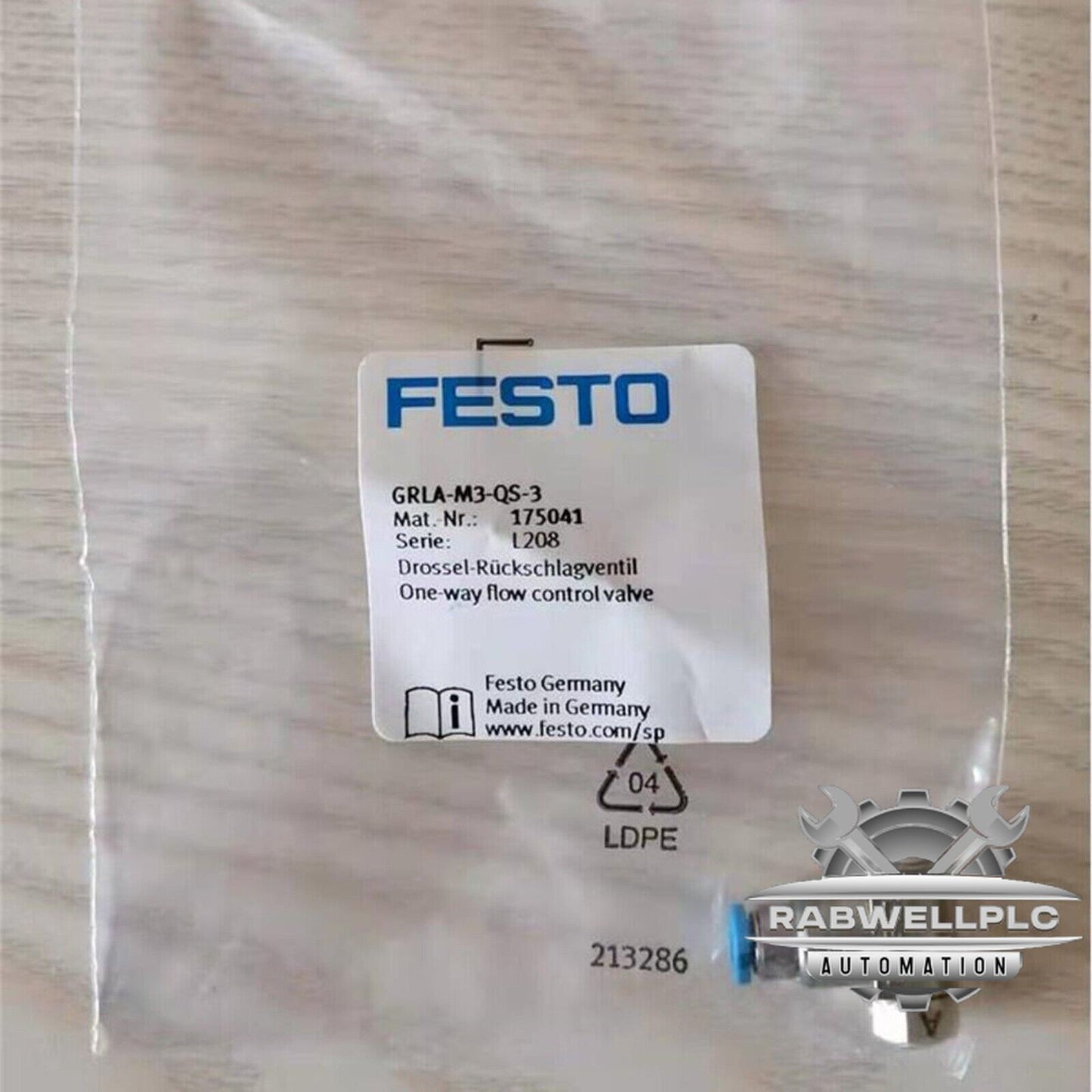 10PCS New Festo GRLA-M3-QS-3 175041 One-way flow control valve