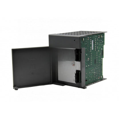 Allen-Bradley 1746-P4 SLC 500 power supply, open view, circuit board, gray enclosure, industrial automation.