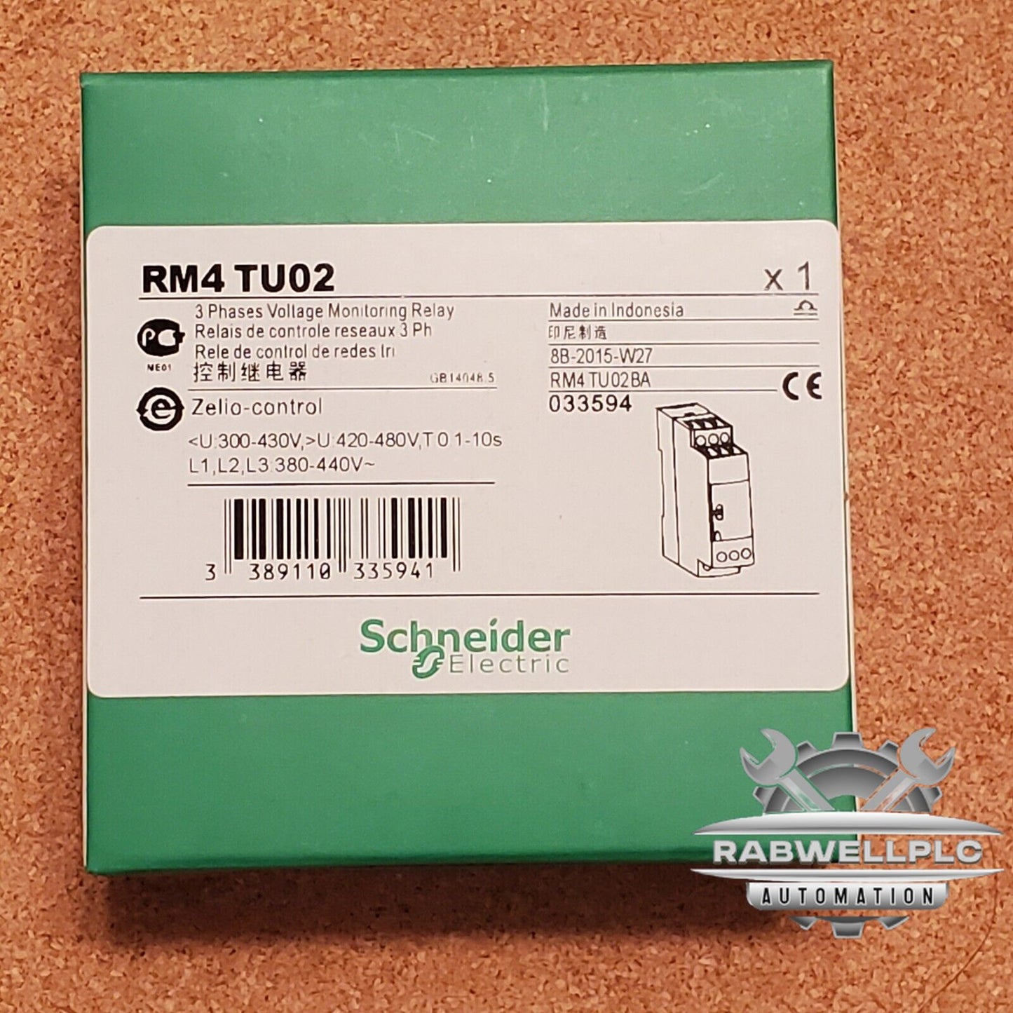 Schneider Electric 033594 RM4TU02 3-phase Voltage Monitoring Relay - NEW in Box