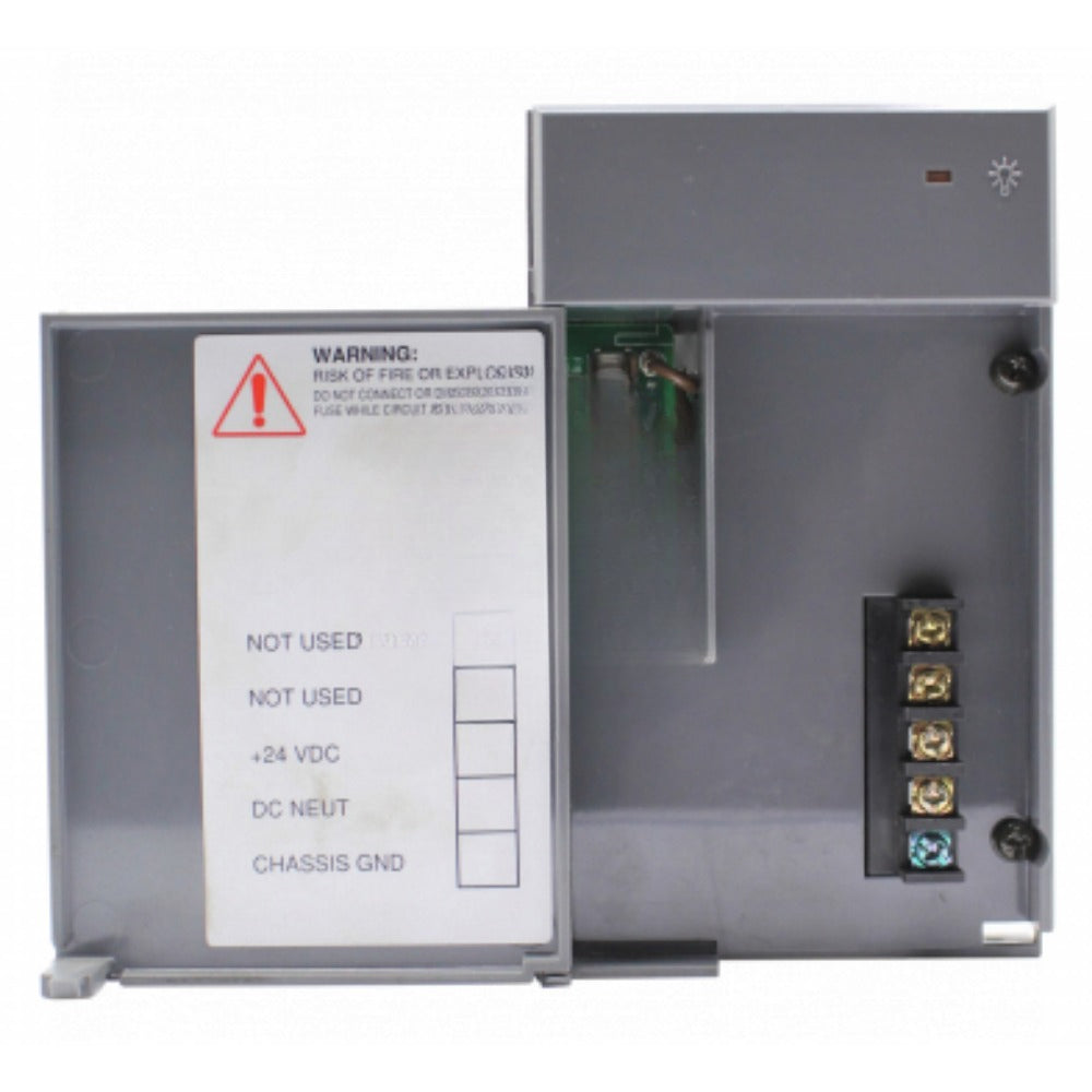 Allen-Bradley 1746-P3 SLC 500 Module, Gray industrial automation part, with warning label and terminal connections