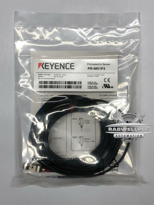 New Keyence PR-M51P3 Photoelectric Through Beam Sensor Heads Transmissive Cable