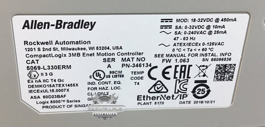 Allen Bradley 5069-L330ERM A CompactLogix 3MB Enet Motion Controller NEW IN BOX