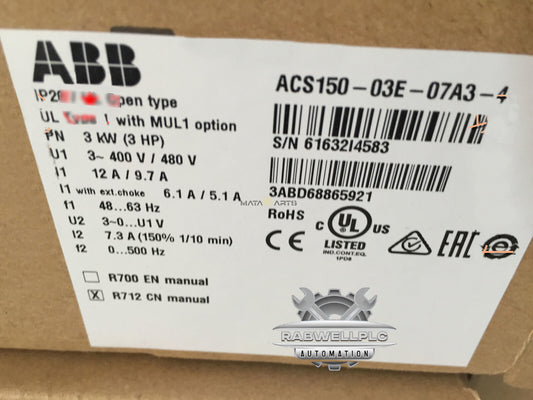 ONE NEW ABB Inverter ACS150-03E-07A3-4 3KW