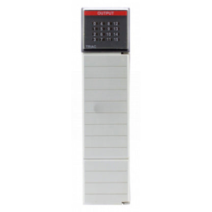 Allen-Bradley 1746-OA16 output module, part of SLC 500, with 'OUTPUT' label, supports AC loads for industrial automation.