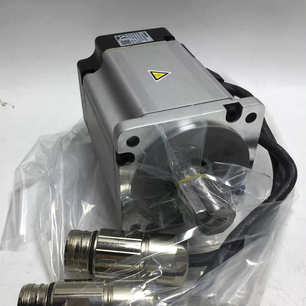 Omron R88M-G75030H-S2-D Servo Motor, industrial automation part, silver housing, black cables, new condition