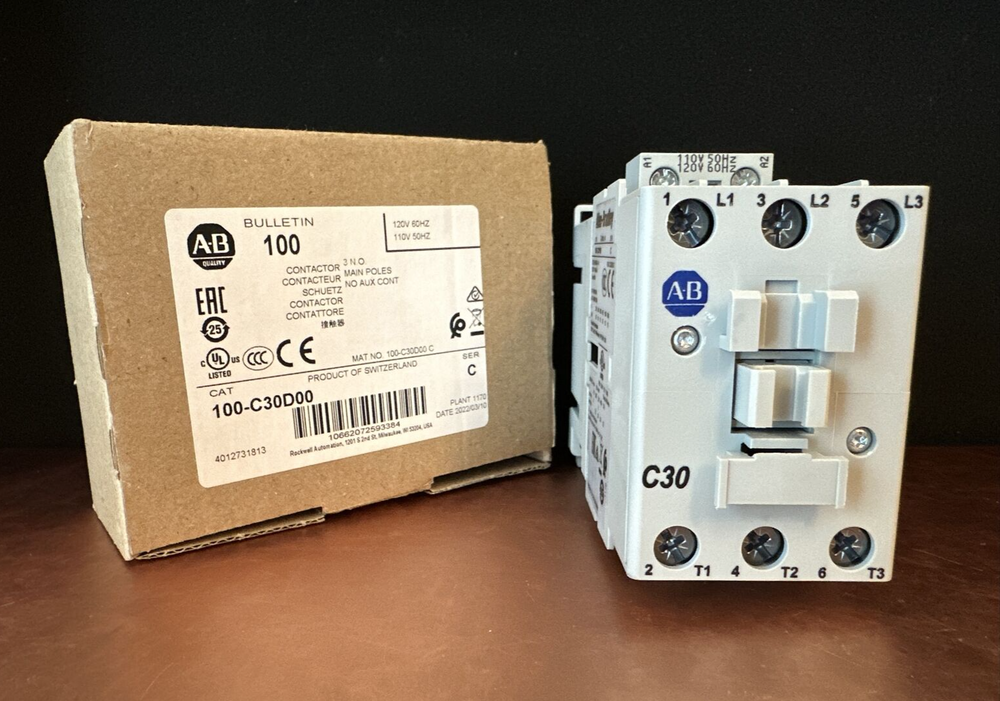 US Allen Bradley 100-C30D00 120V 30AMP Contactor No Aux Contact