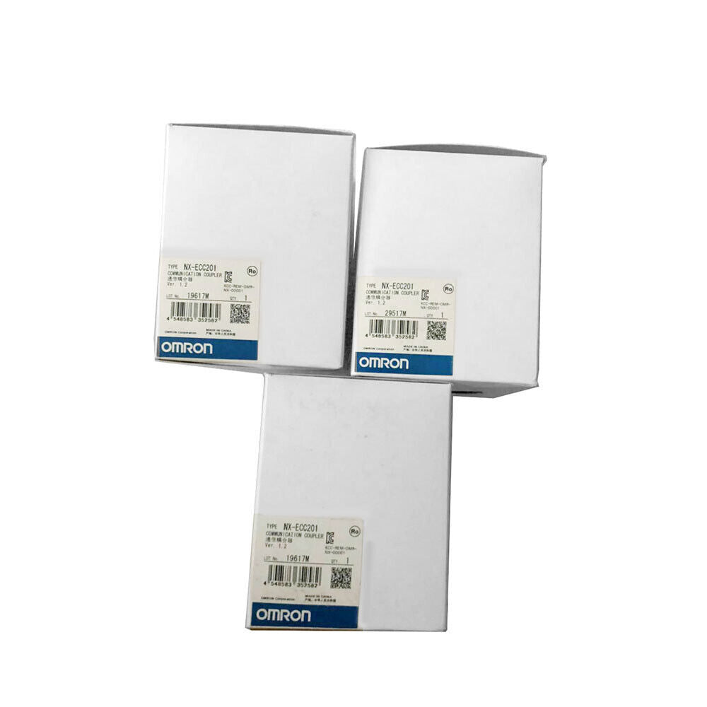 Omron NX-ECC201 EtherCAT Coupler Units in boxes. Industrial automation parts.