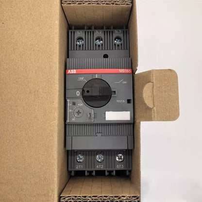 ABB MS165 Motor Protection Circuit Breaker, black rotary switch, grey body, new PLC part.
