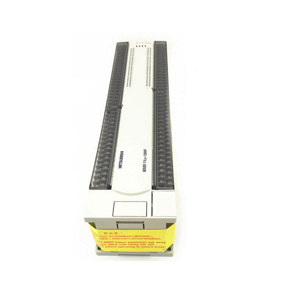 Mitsubishi FX2N-128MR-ES/UL PLC. White and gray industrial automation module with Japanese text and sticker.