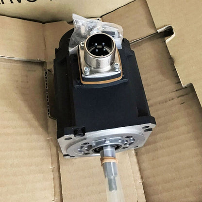 Mitsubishi HF75T-A48 servo motor, industrial automation part in box, black and silver design, new and refurbished parts.