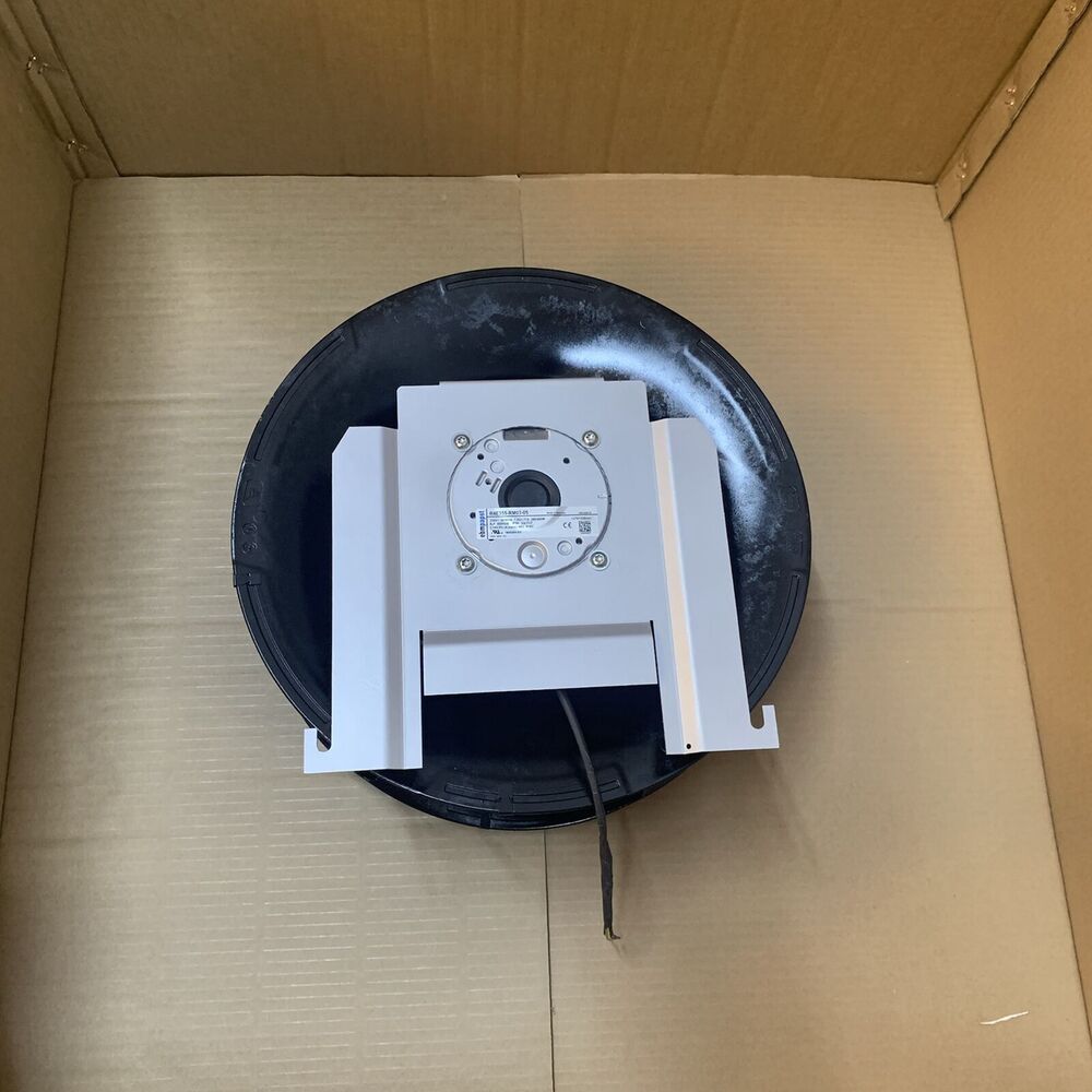 ABB R4E355-RM03-05 Fan Stepping Motor. Industrial PLC automation component, mounted in a cardboard box.