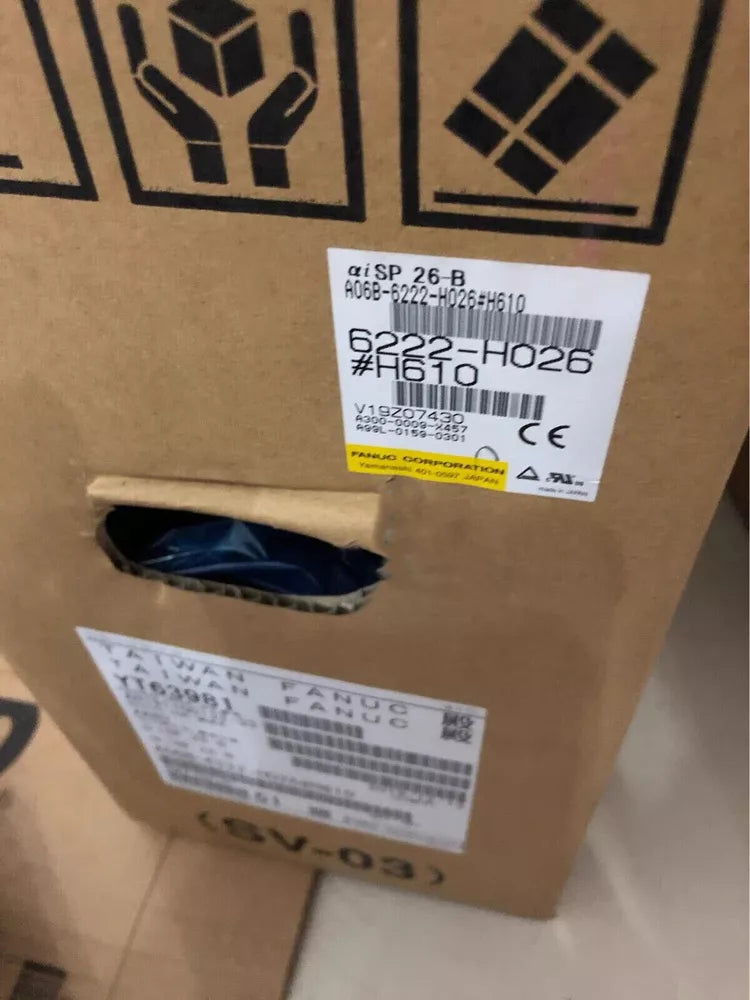 FANUC Servo Driver A06B-6222-H026#H610 on shipping box, industrial automation spare parts