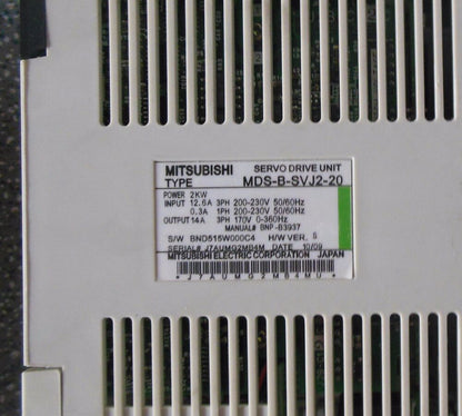 Mitsubishi MDS-B-SVJ2-20 Servo Drive Unit Label, Industrial Automation Part