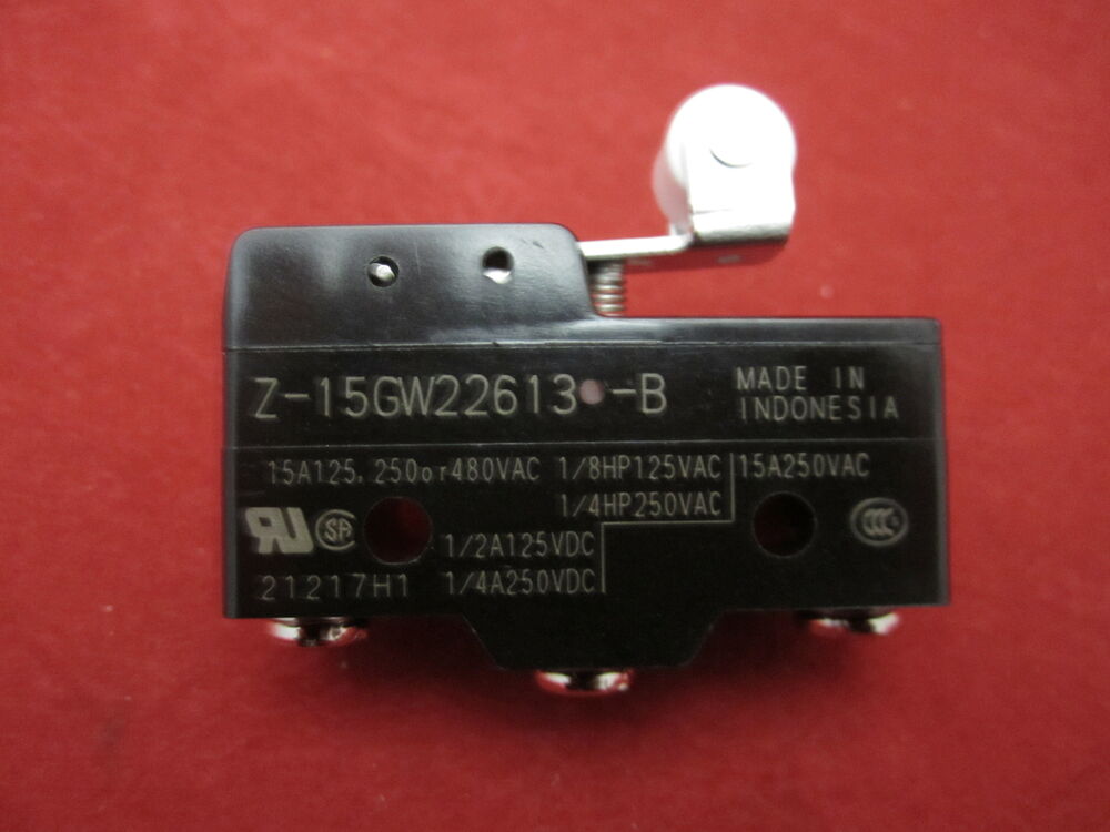 Omron Z-15GW22613-B limit switch. Black industrial automation sensor, Made in Indonesia. Includes specifications.