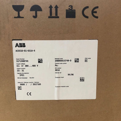 ABB ACS510-01-031A-4 Frequency Converter Label, Serial Number 3171508745, IP21 Protection, Industrial Automation Parts