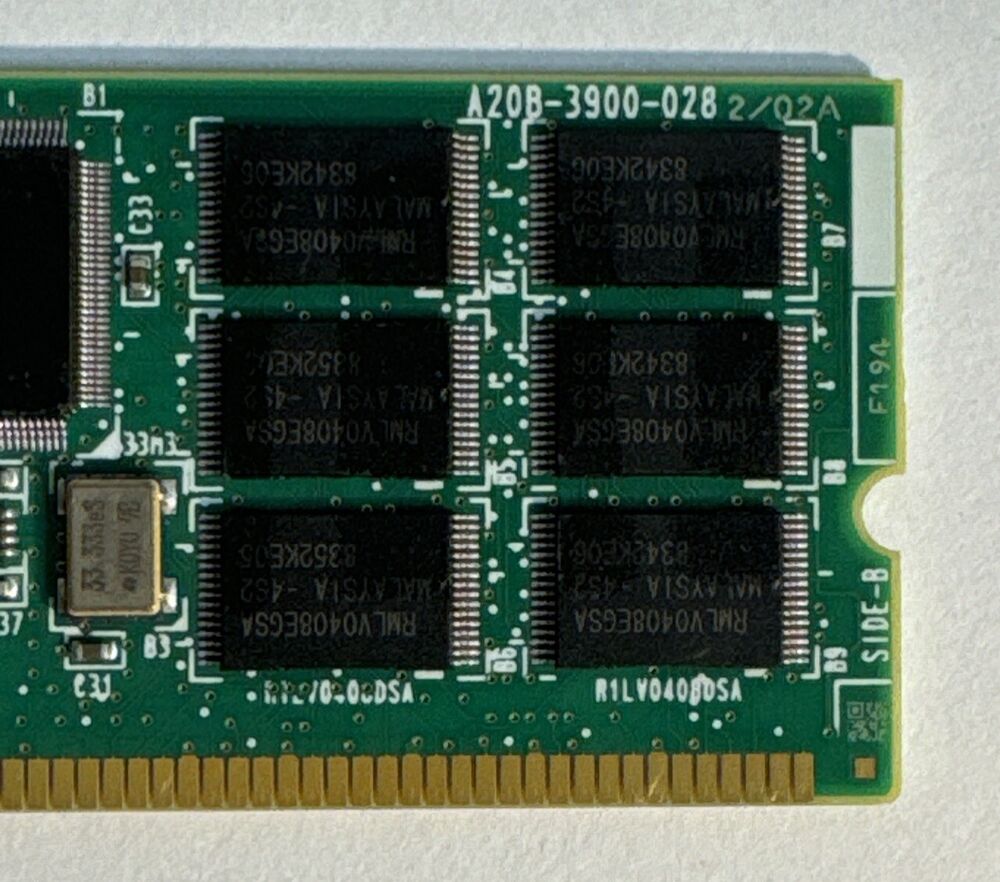 FANUC A20B-3900-0282 PCB. Green circuit board with chips and Side-B markings for industrial automation.