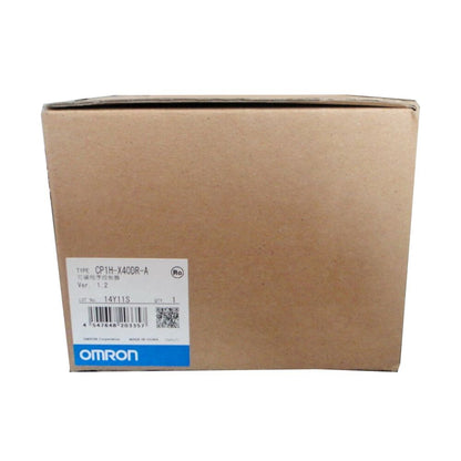 Omron CP1H-X40DR-A PLC module in original packaging. New in box, product label visible, industrial automation part.