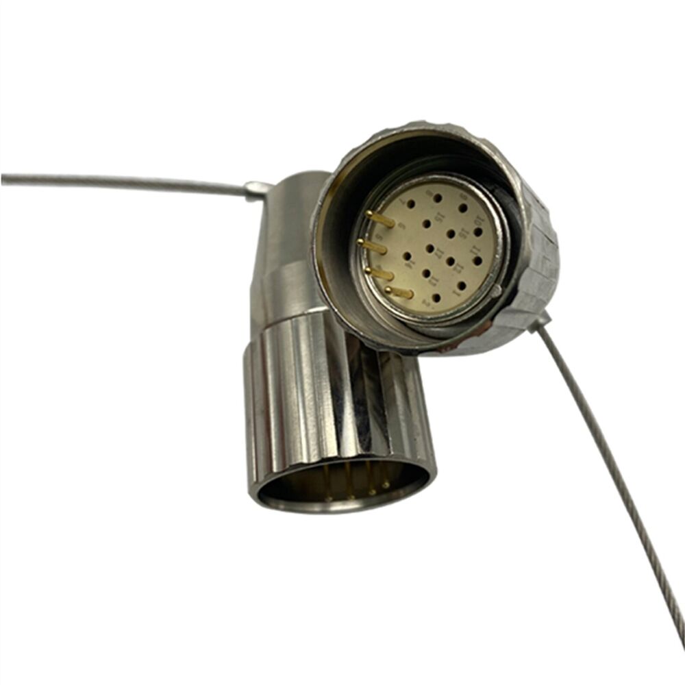 ABB A22.XP1 Teach pendant connector, industrial automation part, metallic finish, angled plug