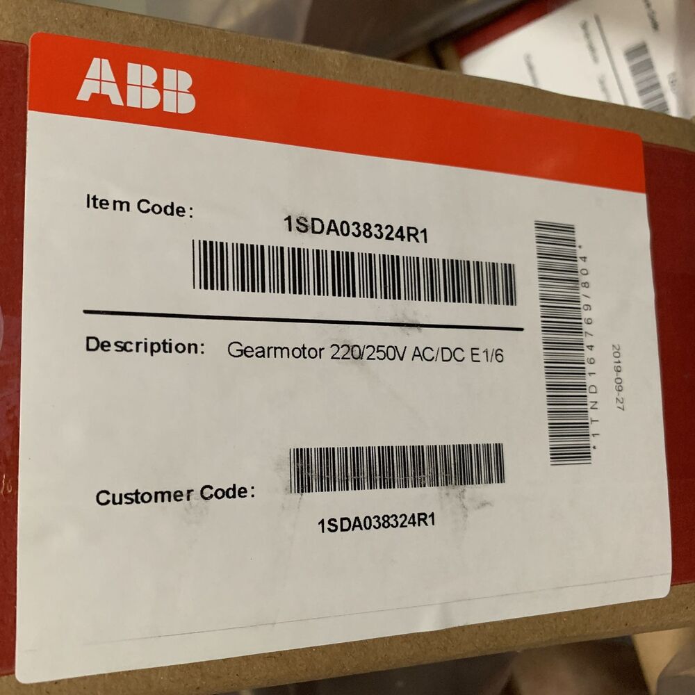 ABB 1SDA038324R1 Gearmotor, 220/250V AC/DC E1/6, new industrial automation part