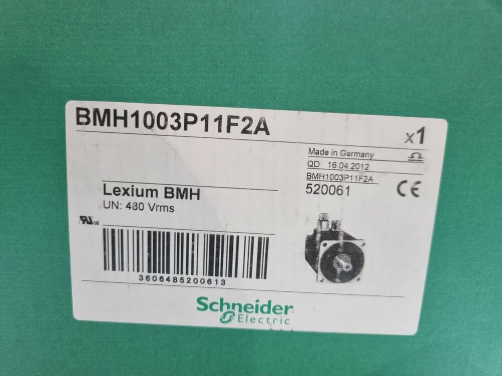 Schneider Electric Lexium BMH1003P11F2A AC Servo Motor label, industrial automation part.
