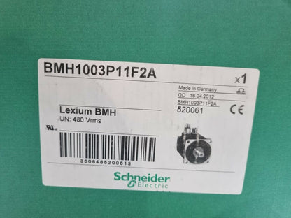 Schneider Electric Lexium BMH1003P11F2A AC Servo Motor label, industrial automation part.