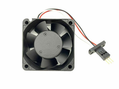 FANUC digital machine cooling fan, black plastic frame with integrated fan blades and connector, 24V DC.